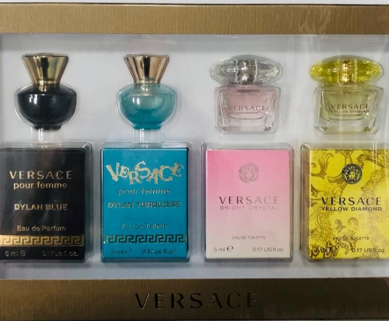 Kit Miniatura Versace Dylan Blue 5ml+Dylan Tourquoise 5ml+ Bright Crystal 5ml + Yellow Diamond 5ml