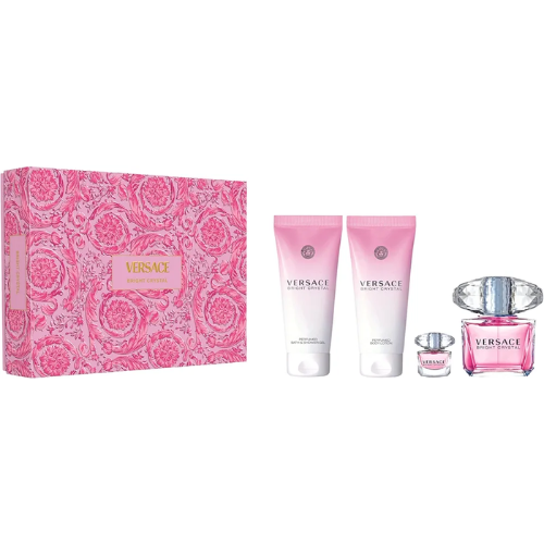 Kit Perfume Versace Bright Crystal EDT 90mL + 5mL + Shower Gel 100mL + Body Lotion 100mL