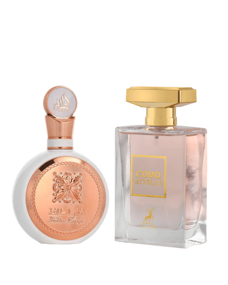 Combo Árabe: Fakhar Eau de Parfum 100ml (Lattafa) + Como Moiselle Eau de Parfum 100ml