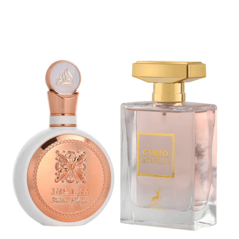 Combo Árabe: Fakhar Eau de Parfum 100ml (Lattafa) + Como Moiselle Eau de Parfum 100ml