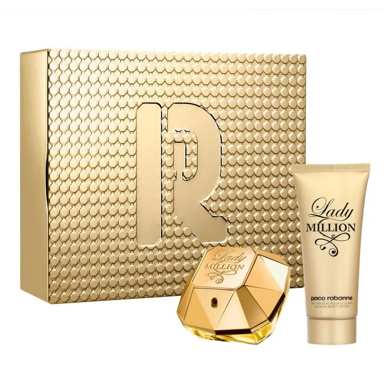 Kit Lady Million Rabanne Perfume Feminino EDP 80 Ml + Creme Corporal  100 Ml