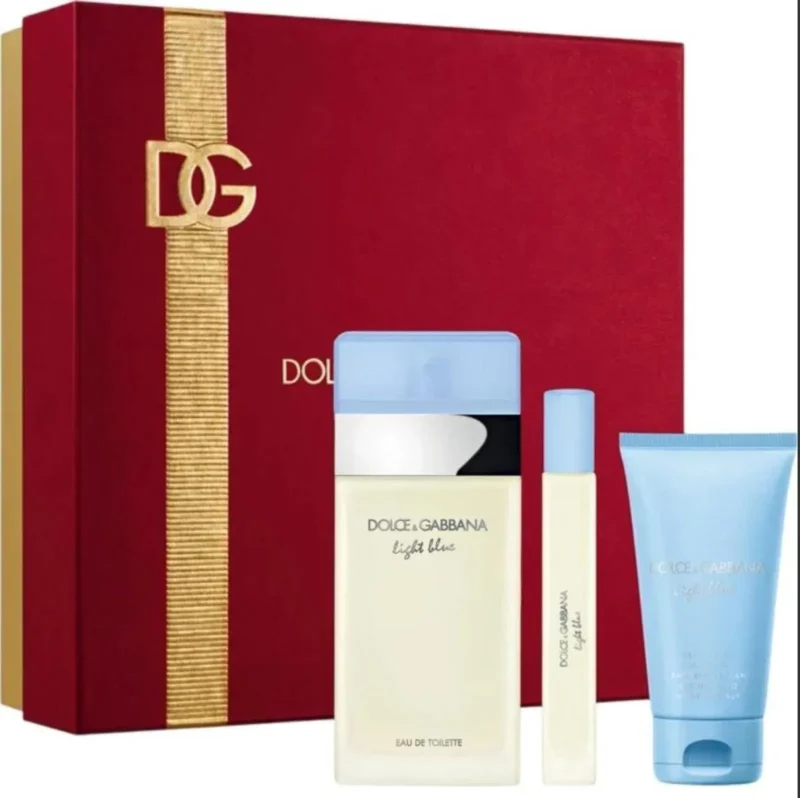 Kit Dolce & Gabbana Light Blue Feminino (Perfume 100ml + Body Cream 50ml + Travel Size 10ml)