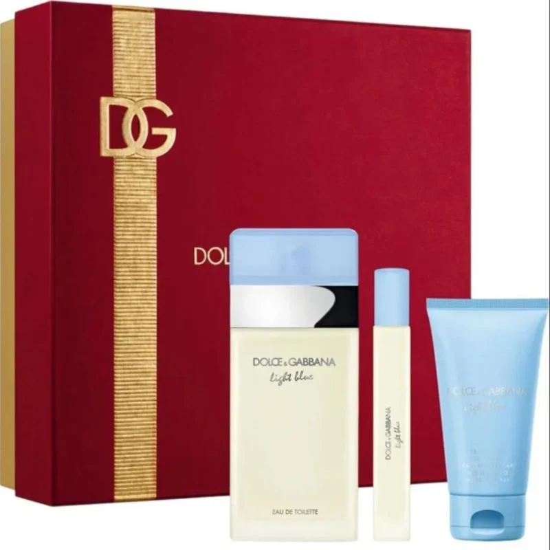 Kit Dolce & Gabbana Light Blue Feminino (Perfume 100ml + Body Cream 50ml + Travel Size 10ml)